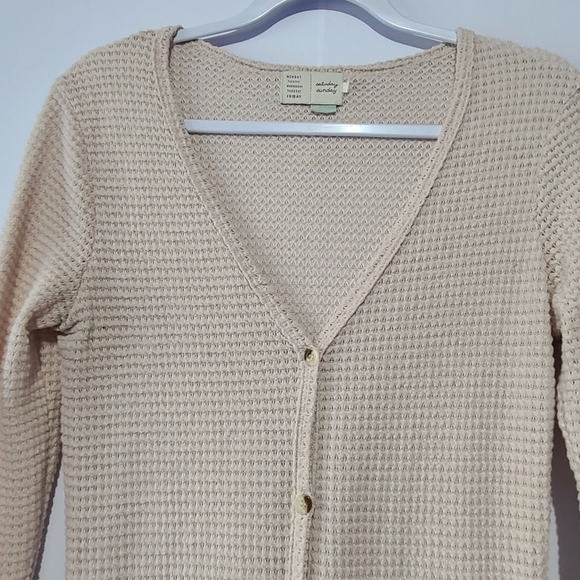 Saturday Sunday Anthro Waffle Knit Duster Cardigan Sz S - Picture 3 of 8